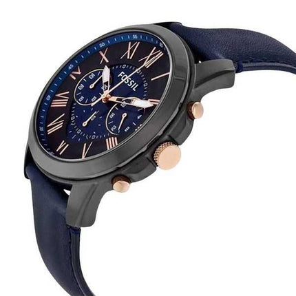 Fossil Grant Chronograph Orologio da uomo in pelle blu quadrante blu e quadrante FS5061