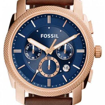 Orologio da uomo Fossil Machine Cronografo al quarzo marrone Cinturino in pelle da uomo FS5073