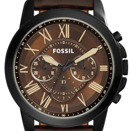 Orologio da uomo Fossil Grant cronografo quadrante marrone con quadrante marrone in pelle