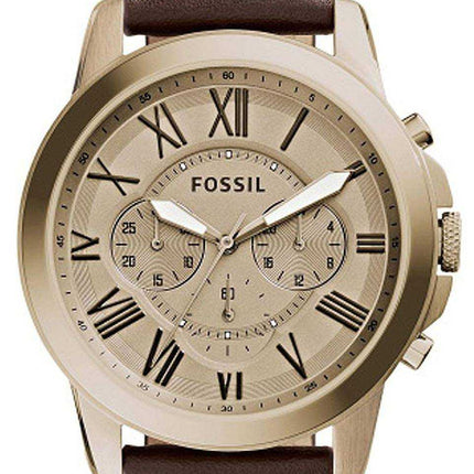 Fossil Grant Chronograph Gold-Tone Dial Pelle marrone FS5107 Orologio da uomo
