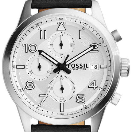 Orologio da uomo Fossil Daily Chronograph in pelle nera FS5136