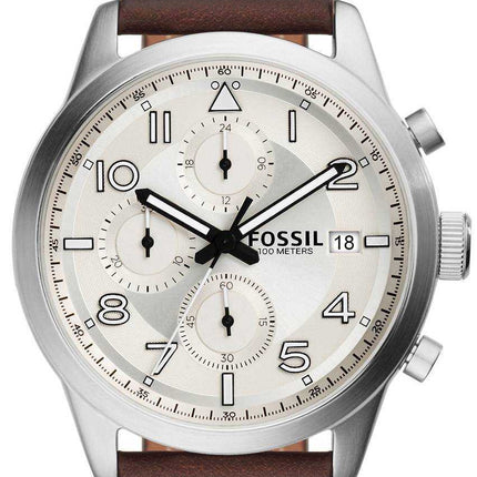 Orologio da uomo Fossil Daily Chronograph in pelle marrone FS5138