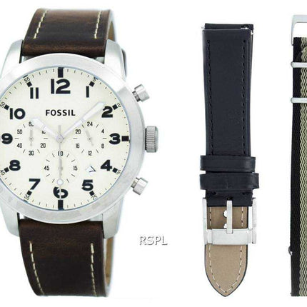Fossil Pilot 54 Chronograph Leather and Nylon Box Set Orologio da uomo FS5182SET