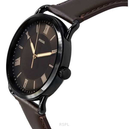 Orologio da uomo Fossil Copeland con cinturino in pelle marrone e quadrante nero al quarzo FS5666