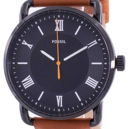 Orologio da uomo Fossil Copeland quadrante nero cinturino in pelle al quarzo FS5667