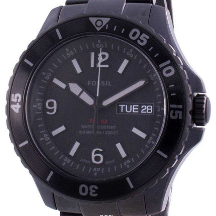 Orologio da uomo Fossil FB-02 con quadrante nero al quarzo in acciaio inossidabile FS5688 100M