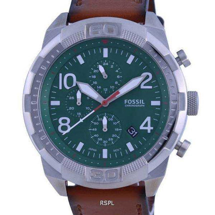 Orologio da uomo Fossil Bronson cronografo quadrante verde con cinturino in pelle al quarzo FS5738