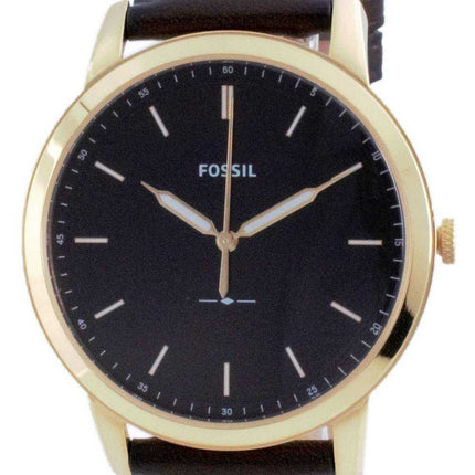 Orologio da uomo Fossil minimalista 3H quadrante nero in pelle al quarzo FS5756