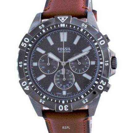 Orologio da uomo Fossil Garrett cronografo quadrante nero in pelle al quarzo FS5770 100M