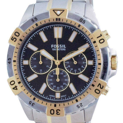 Orologio da uomo Fossil Garrett cronografo quadrante nero in acciaio inossidabile al quarzo FS5771 100M