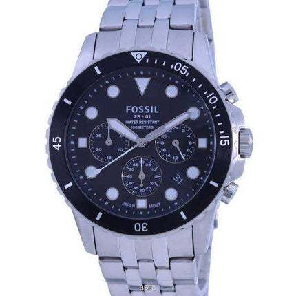 Orologio da uomo Fossil FB-01 cronografo quadrante nero in acciaio inossidabile al quarzo FS5837 100M