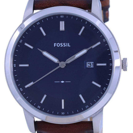 Orologio da uomo Fossil The minimalista quadrante blu con cinturino in pelle solare FS5839