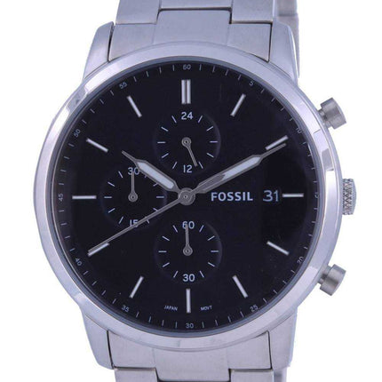 Orologio da uomo Fossil minimalista con cronografo quadrante nero in acciaio inossidabile al quarzo FS5847