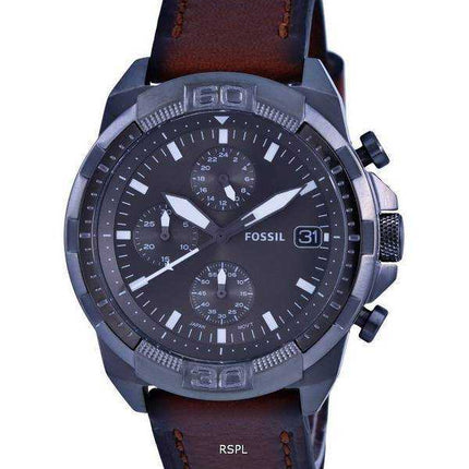 Orologio da uomo Fossil Bronson cronografo in pelle quadrante grigio quarzo FS5855