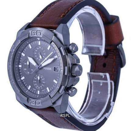 Orologio da uomo Fossil Bronson cronografo in pelle quadrante grigio quarzo FS5855