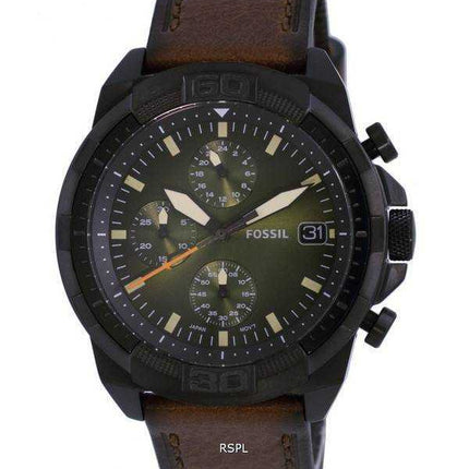 Orologio da uomo Fossil Bronson cronografo in pelle quadrante verde quarzo FS5856