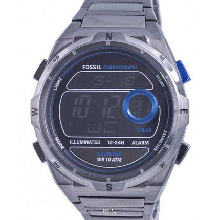 Orologio da uomo Fossil Everett cronografo in acciaio inossidabile quadrante nero solare FS5861 100M da uomo