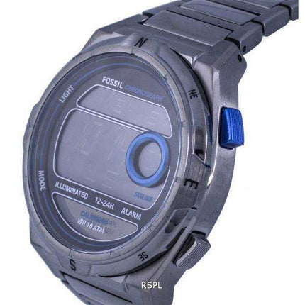 Orologio da uomo Fossil Everett cronografo in acciaio inossidabile quadrante nero solare FS5861 100M da uomo