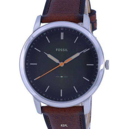 Orologio da uomo al quarzo FS5870 con cinturino in pelle quadrante verde minimalista Fossil