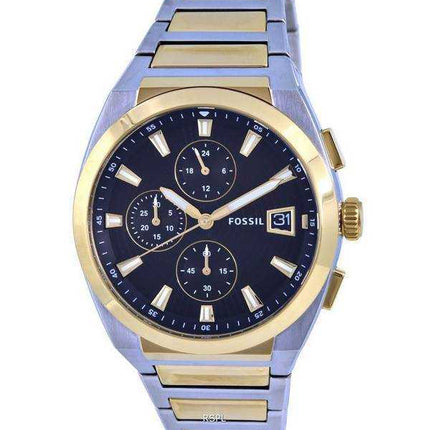 Orologio da uomo Fossil Everett cronografo bicolore in acciaio inossidabile quadrante nero al quarzo FS5879