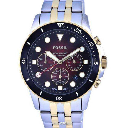 Orologio da uomo Fossil FB-01 cronografo bicolore in acciaio inossidabile quadrante rosso al quarzo FS5881 100M da uomo