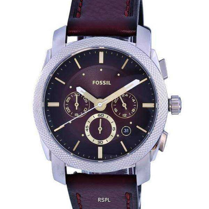Orologio da uomo Fossil Machine Chronograph Pelle bordeaux quadrante rosso al quarzo FS5884