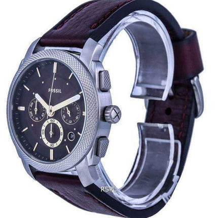 Orologio da uomo Fossil Machine Chronograph Pelle bordeaux quadrante rosso al quarzo FS5884