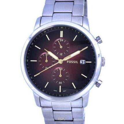 Orologio da uomo Fossil Neutra minimalista cronografo in acciaio inossidabile con quadrante rosso al quarzo FS5887