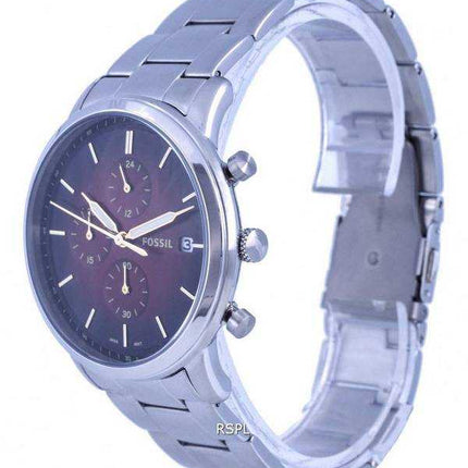 Orologio da uomo Fossil Neutra minimalista cronografo in acciaio inossidabile con quadrante rosso al quarzo FS5887