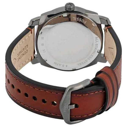Orologio da uomo Fossil Machine analogico LiteHide cinturino in pelle quadrante grigio al quarzo FS5900