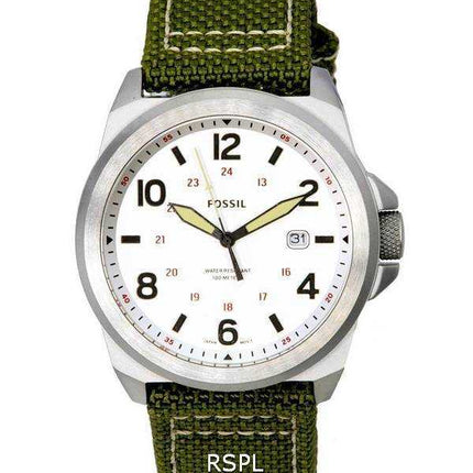 Orologio da uomo Fossil Bronson Olive cinturino in nylon quadrante argento al quarzo FS5918 100M da uomo