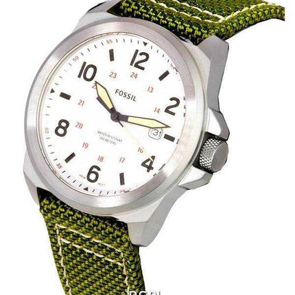 Orologio da uomo Fossil Bronson Olive cinturino in nylon quadrante argento al quarzo FS5918 100M da uomo
