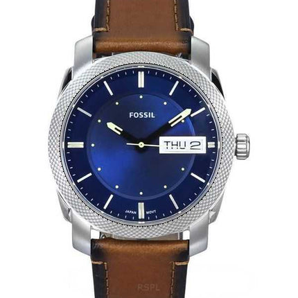 Orologio da uomo Fossil Machine con cinturino in pelle marrone e quadrante blu al quarzo FS5920