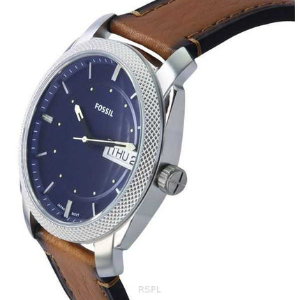 Orologio da uomo Fossil Machine con cinturino in pelle marrone e quadrante blu al quarzo FS5920