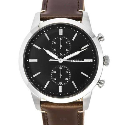 Fossil Townsman Cronografo Marrone LiteHide Cinturino in pelle Quadrante nero Quarzo FS5967SET Orologio da uomo con set regalo