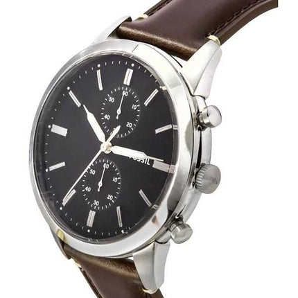 Fossil Townsman Cronografo Marrone LiteHide Cinturino in pelle Quadrante nero Quarzo FS5967SET Orologio da uomo con set regalo
