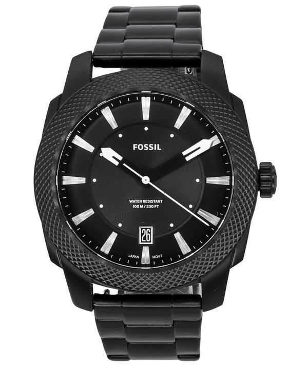 Orologio da uomo Fossil Machine in acciaio inossidabile con quadrante Sunray nero al quarzo FS5971 100M