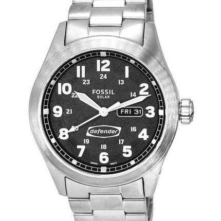 Orologio da uomo Fossil Defender ad energia solare in acciaio inossidabile con quadrante nero FS5976 100M