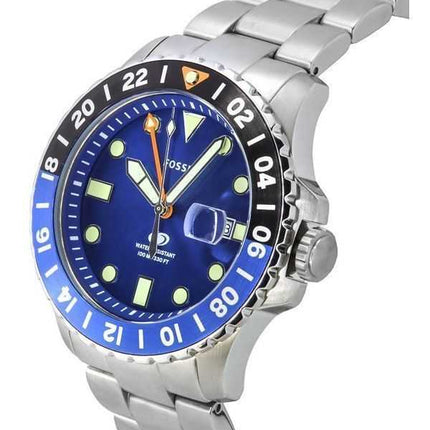 Orologio da uomo Fossil Blue GMT in acciaio inossidabile quadrante blu al quarzo FS5991 100M
