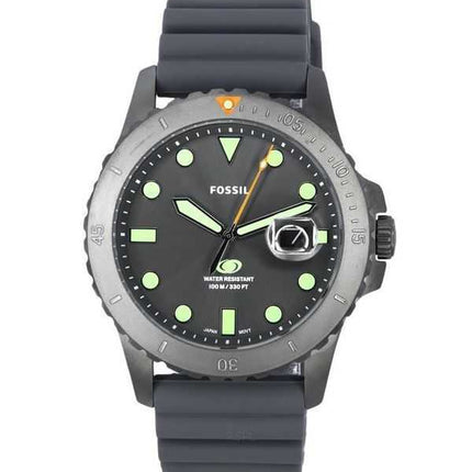 Orologio da uomo Fossil Blue Dive con cinturino in silicone quadrante grigio al quarzo FS5994 100M