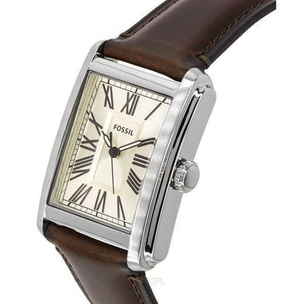 Orologio da uomo Fossil Carraway con cinturino in pelle quadrante color crema al quarzo FS6012