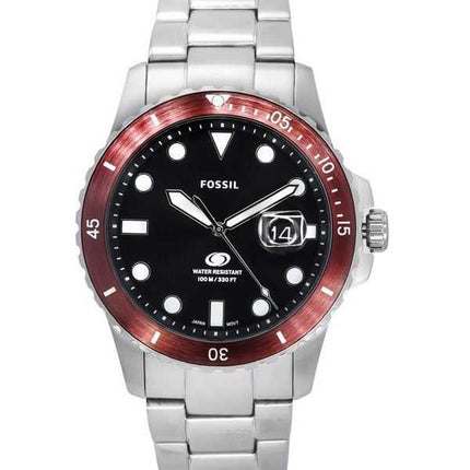 Orologio da uomo Fossil Blue Dive in acciaio inossidabile quadrante nero al quarzo FS6013 100M