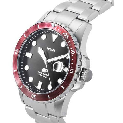 Orologio da uomo Fossil Blue Dive in acciaio inossidabile quadrante nero al quarzo FS6013 100M