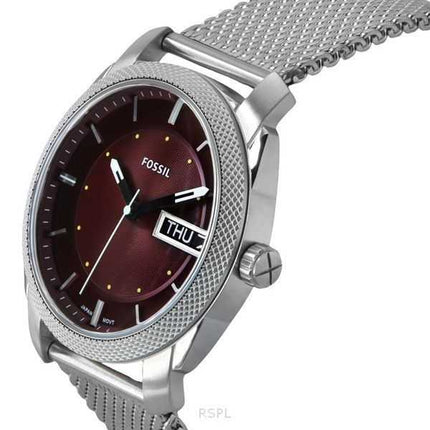 Orologio da uomo Fossil Machine in acciaio inossidabile con quadrante bordeaux al quarzo FS6014