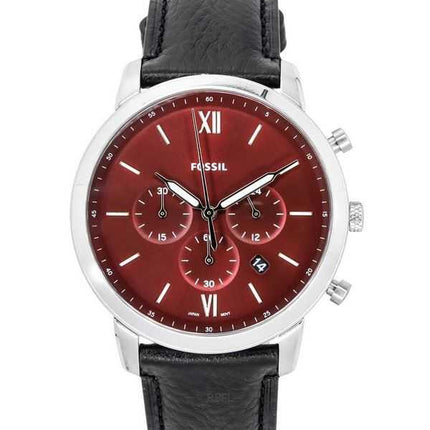Orologio da uomo Fossil Neutra Cronografo nero LiteHide cinturino in pelle quadrante bordeaux al quarzo FS6016