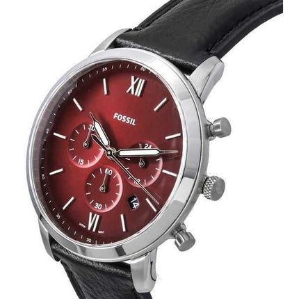 Orologio da uomo Fossil Neutra Cronografo nero LiteHide cinturino in pelle quadrante bordeaux al quarzo FS6016