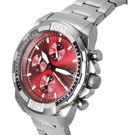 Orologio da uomo Fossil Bronson Cronografo fumé in acciaio inossidabile con quadrante bordeaux al quarzo FS6017