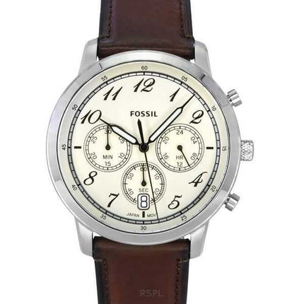 Orologio da uomo Fossil Neutra Chronograph cinturino in pelle quadrante crema al quarzo FS6022