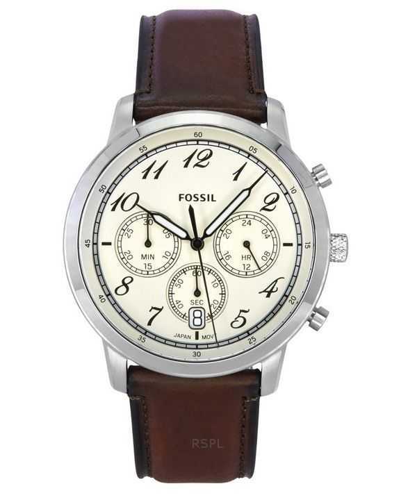 Orologio da uomo Fossil Neutra Chronograph cinturino in pelle quadrante crema al quarzo FS6022