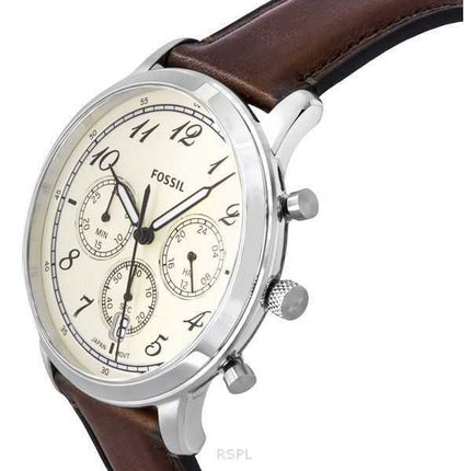 Orologio da uomo Fossil Neutra Chronograph cinturino in pelle quadrante crema al quarzo FS6022